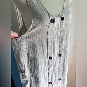 FLAX Beige Striped Linen maxi dress